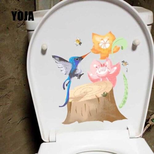 YOJA 19X22.6CM Colourful Wall Sticker Toilet Decal Little Bees And Bird Living Room Home Decor T5-0929