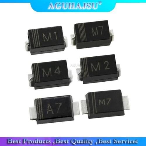 100PCS 1N4001 M1 1N4004 M4 1N4007 M7 FR107 RS1M SMA Rectifier diode FR207 RS2M HER108 US1M SF18 ES1J SF14 ES1D DO-214AC