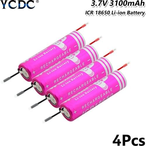 18650 With Wires 3.7v 3100mah 18650 Lithium Li Ion Rechargeable Battery For Battery Pack Power Tool torch Flashlight Batteries