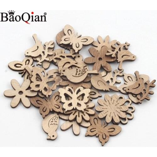20pcs Natural Mix Animals Shape Wooden Craft Home Decoration Handmade Hanging Ornament Accessory Scrapbooking DIY 25mm