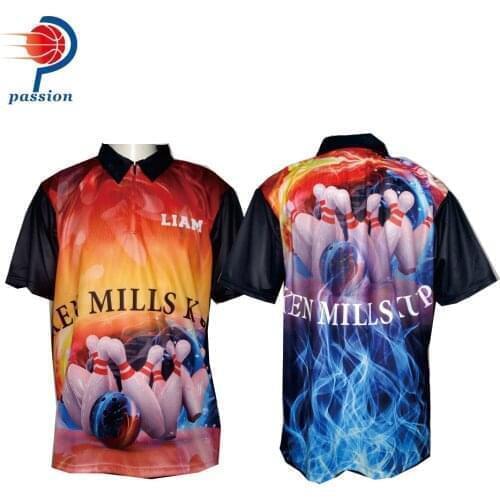 25 Each Best Quality Custom Sublimation Fire Design Adult Team Bowling Shirts