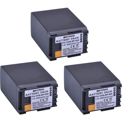 3Pcs 7.4V 2900mAh BP-828 Rechargeable Battery BP828 BP 828 Camera Batteries for Canon HF G30 HFG30 XA20 XA25 BP-820