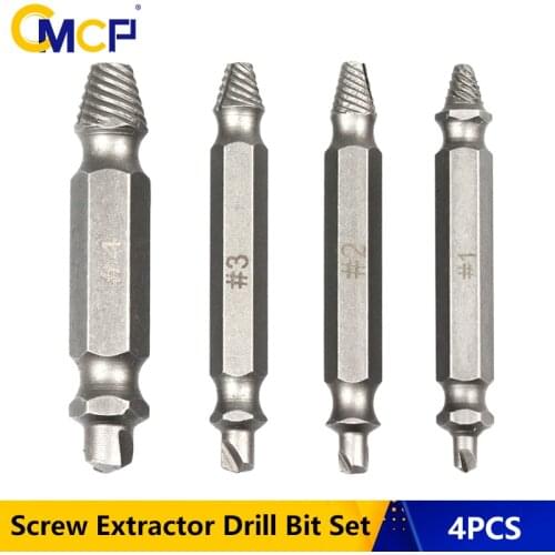 4pcs Speed Out Damaged Screw Extractor Drill Bit Set 1# 2# 3# 4# Double Side Broken Bolt Extractor Screw Remover Tools