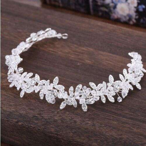 Shinny Crystal Bridal Wedding Head Piece Bride Headwear Headband Hair Band Handmade Flower Women Party Jewelry Accessories