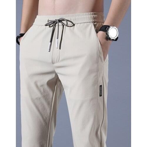 Quick Dry Casual Pants Summer Drawstring Pencil Pants Fashion Solid Men Clothing Large Size Streetwear Men Pants New