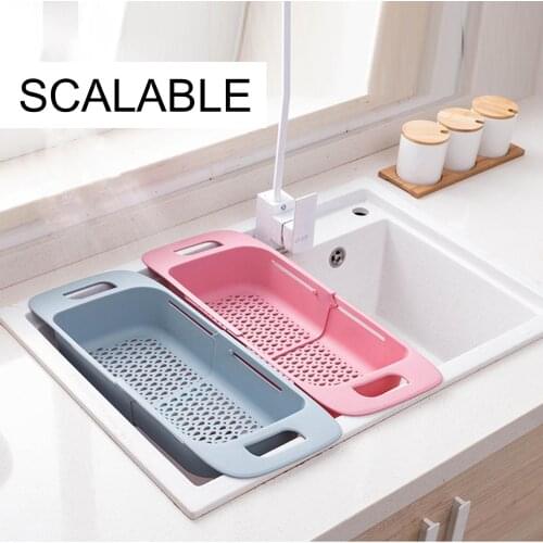 Household Retractable Kitchen Sink Fruit Storage Rack Vegetable Drain Basket