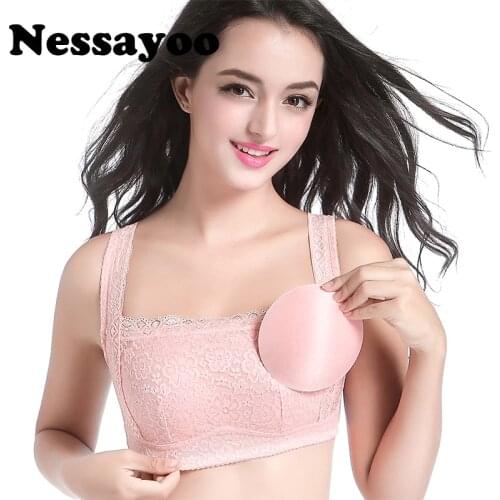 Nessayoo Plus Size Wireless Bra Comfy Thin Gather Lace Sexy Lace Sleeping Bras A B C cup 75 80 85 90 95 Size Vest bra brassiere