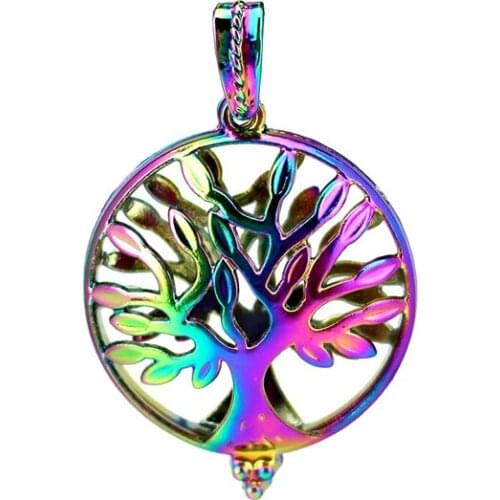 C968 5pcs/lot COLORS Big Round Magnet Tree Beads Cage Pendant Locket Fairytale Party Essential Oil Diffuser