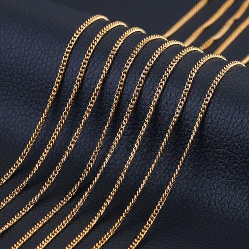 2M/lot Stainless Steel Gold Curb Chain Fot Roper Womens Neck Body Waist Bracelet Chains Jewelry Making Supplies Wholesale Items