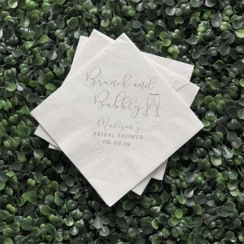 Brunch and Bubbly Personalized Bridal Shower Napkins - Bridal Shower - Rehearsal Dinner - Custom Engagement Party Napkins