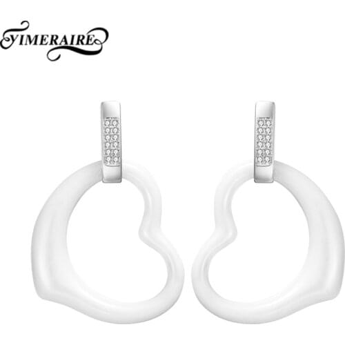 Elegant Heart Shape Ceramic Ear Rings Beautiful Earrings For Women Lady Lover Fashion Simple Dangle Jewelry Wedding Party Gifts