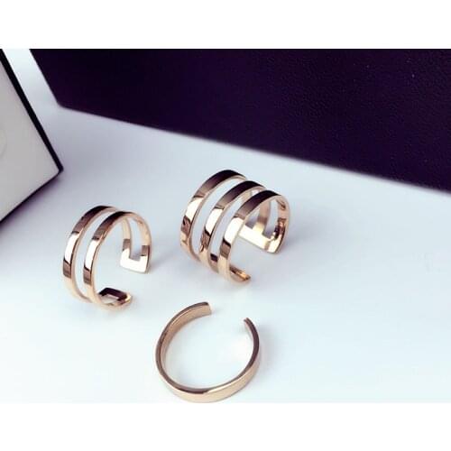 YUN RUO 2020 Rose Gold Colors Classic 3 Rings Set for Woman Girl Jewelry 316L Stainless Steel Prevent Allergy and Fade Drop Ship