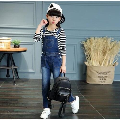 Overalls For Baby Girls Denim Pants Casual Kids Jumpsuit Children Clothing Girls Jeans Trousers 3 4 5 6 7 8 Years