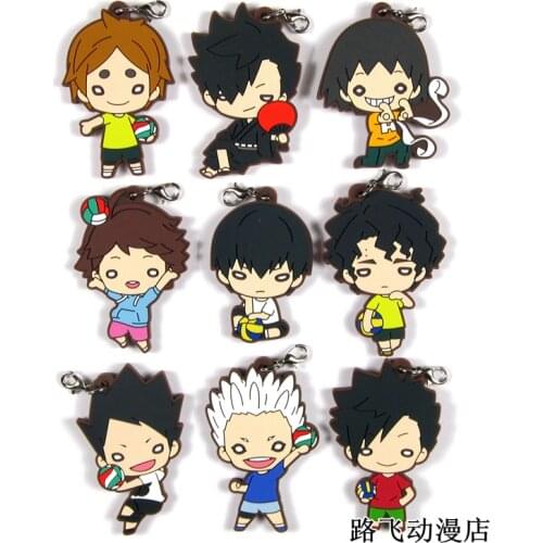 Haikyuu Anime keychain Oikawa Tooru Kozume Kenma Kuroo Tendo Satori Koutarou Hinata Rubber strap/mobile phone strap D294