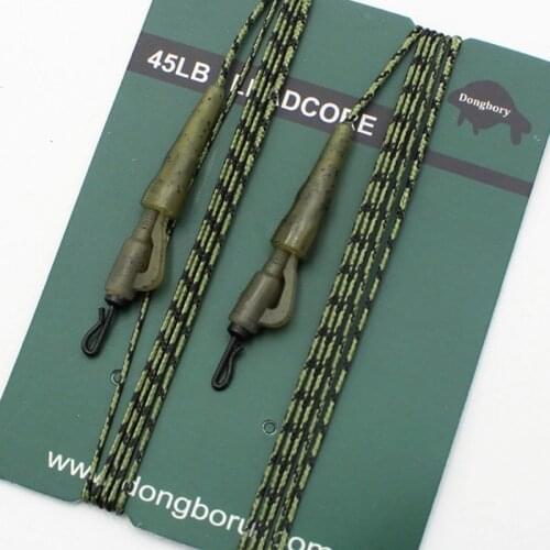 2PCS Carp Fishing Line Ready Tied Lead Core Leaders 45IB Leadcore With Quick Change Swivel PE Braided Line with lead Camo Green