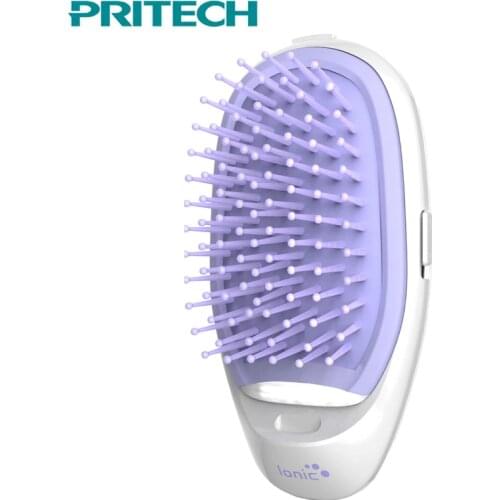 Pritech Mini Hair Comb Electric Massage Hair Brush Potable Ionic Comb For Hair Take Out Anti -Static Girls Hair Brush