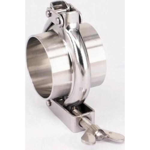A Set 51mm 2" Sanitary Tri Clamp Weld Ferrule + Stamping Tri Clamp + Silicon Gasket