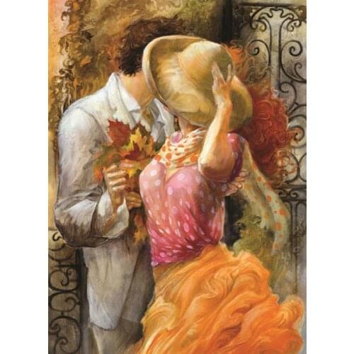 Couple kissing Oil Painting Cross Stitch Kits Needlework Sewing Embroidery Crafts 14ct Unprinted DIY Arts Handmade Home Decor