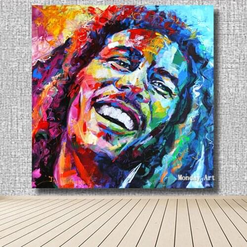 New hand painted Bob Marley Portrait Oil Painting Acrylic on Canvas Art wall decor for Living Room bar Home Decoration BEST gift