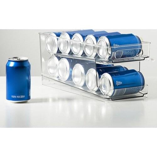 Fridge Organizer Bins Can Drink Dispenser Holder Refrigerator Freezer Kitchen Cabinets Clear Plastic Food Pantry Storage Rack