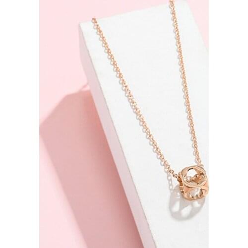 Rose gold titanium steel necklace, Hollowed-out four-leaf titanium steel clavicle necklace, Do not fade