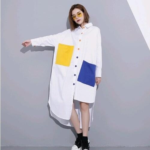 Long-sleeved shirt with Lapel in spring dress of 2019 and irregular jacket in large color pocket J20190100125