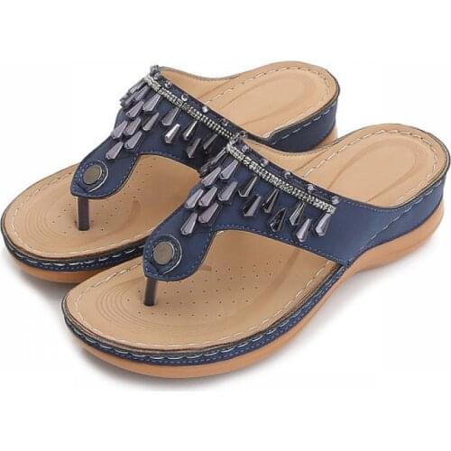 Summer Women Casual Sandal Fashion Ladies Bling Sewing Sandals Female Clip Toe Flip Flops Wedges Platform Shoes Female Shoes