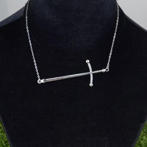Silver Sword Dagger Necklace Tarot Occult Dark Goth Jewelry