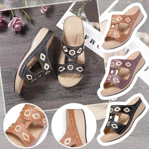 SAGACE 2021 Womens Wedge Heel Flip Flops Breathable Soft Women Sandals Summer Outdoor Comfort Wedge Beach Sandal For Women