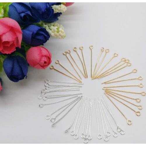 300pcs Eye Pins 16/20/24/30/35mm Eye Head Pins For Diy Jewelry Making Findings Bracelets Necklaces Connector Jewelry Accessories