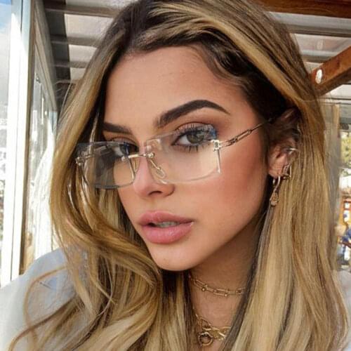 Fashion Small Rectangle Sunglasses Women Ultralight Candy Color Rimless Ocean Sun Glasses For Female 2021Trendy Brown Shades Men