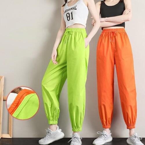 Sports pants womens loose-fitting feet summer thin section 2021 new womens casual pants are thin and wild wide-leg pants y2k