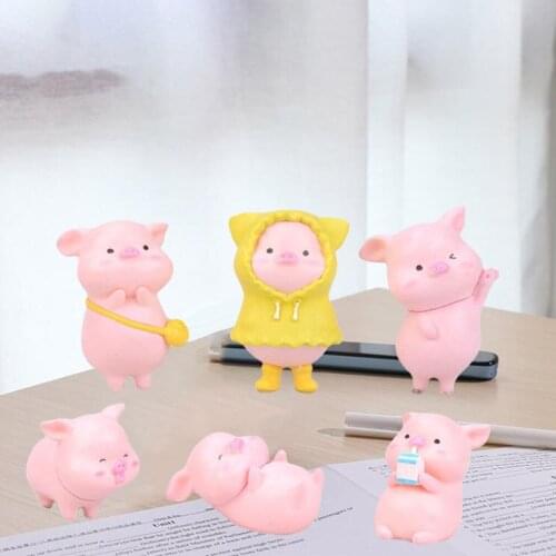 6x Adorable Pig Fairy Figurine Tabletop Dashboard Garden Statue Miniature Indoor Outdoor Sculpture Resin Crafts Landscape Office