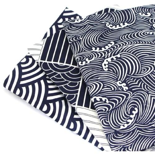 Syunss,Navy Wave 3Style Printed Cotton Fabric DIY Tissue Patchwork Telas Sewing Baby Toy Bedding Quilting Tecido Tilda The Cloth