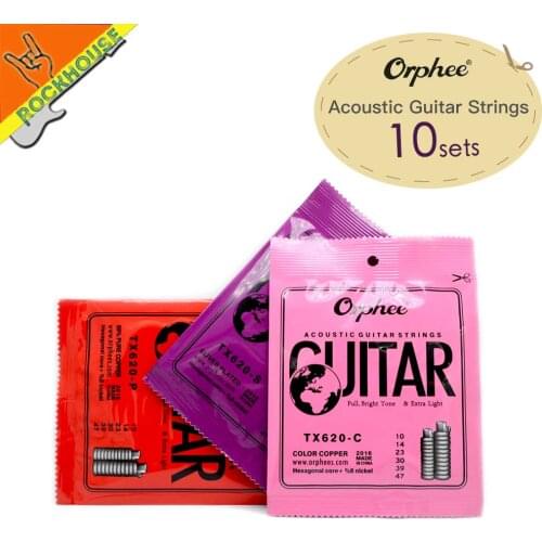 Package sales 10 sets Orphee Silver plated Hexagonal Acoustic guitar strings folk guitarra string vacuum packing freeshipping