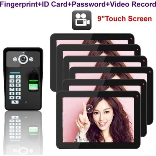 MOUNTAINONE Home Security intercom 9"Touch Key Video Door Phone w/t Video Recording1000TVL Outdoor Camera Fingerprint FRID Panel