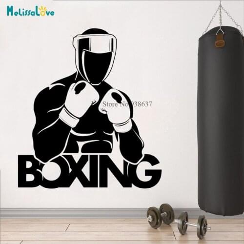 Boxing Boxer Fight Sport Wall Sticker Gym Fitness Exercise Vinyl Wall Decal Workout Sport Art Decor CL397