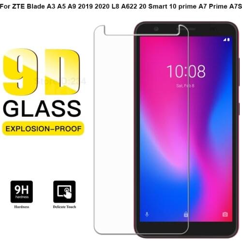 For ZTE Blade A7 2020 Tempered Glass Phone Film for ZTE Blade L8 A622 A3 A5 A7 S 2019 2020 20 Smart 10 A7 Prime Screen Protector