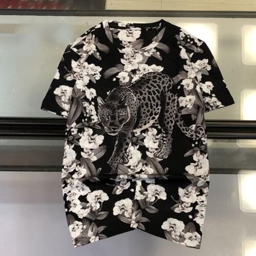 Tees 2021 Women Luxury Runway Fashion Flower Print Summer Animal Leopard Streetwear XXL Tops Punk T-shirt