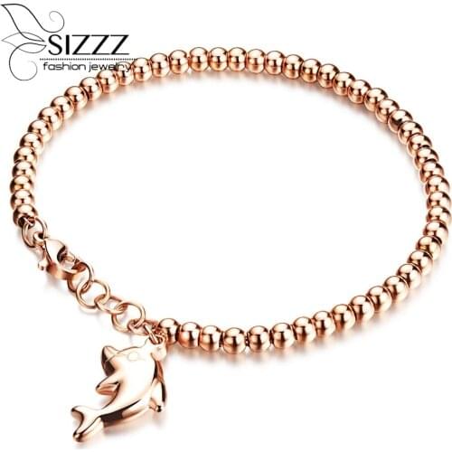 Wholesale Price New Arrival Fashion Jewelry Female Accessories Stainless Steel Little Solphin Link Chain Woman Bracelets