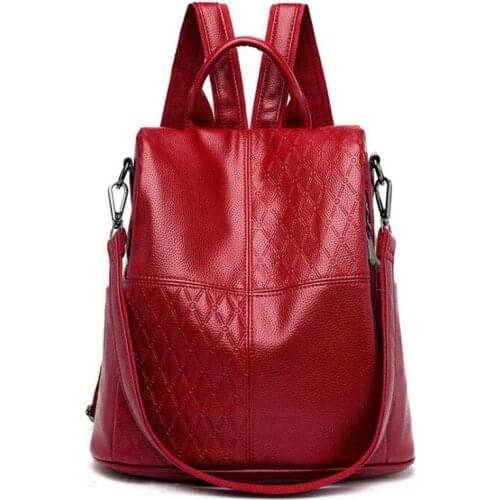Women Leather Backpacks Fashion Female Multifunction Shoulder Bag Sac A Dos Travel Ladies Bagpack Mochilas School Bags for Girls