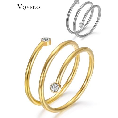 Fashion Women Winding Rings With Crystals Wholesale Stainless Steel Wide Band Ring Jewelry Accessories Drop Shipping