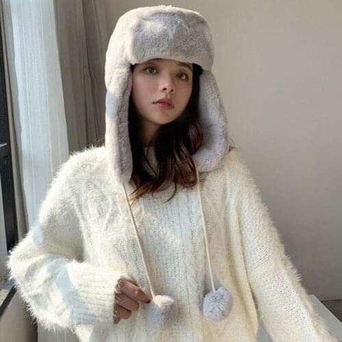Winter Men Women Hats Thickened Plush Helmet Hats Trapper Hat Cute Cat Ears Outdoor Thermal Warm Snow Ski Windproof Hat