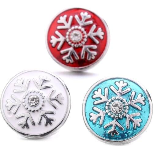 10pcs/lot Christmas Snap Button 18mm Snowflakes Snap Jewelry fit Snap Bracelet Watches Women One Direction DIY Jewelry