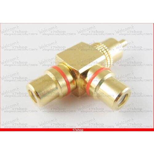 10pcs xRCA Male Plug To Dual 2 RCA Female Jack T Adapter Connector Gold Plating