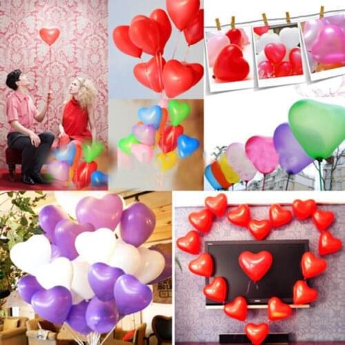 100 PCS/lot Heart Shaped Latex Balloons Wedding Valentine Birthday Day Party BallonsDecoration Suppliers High Quality