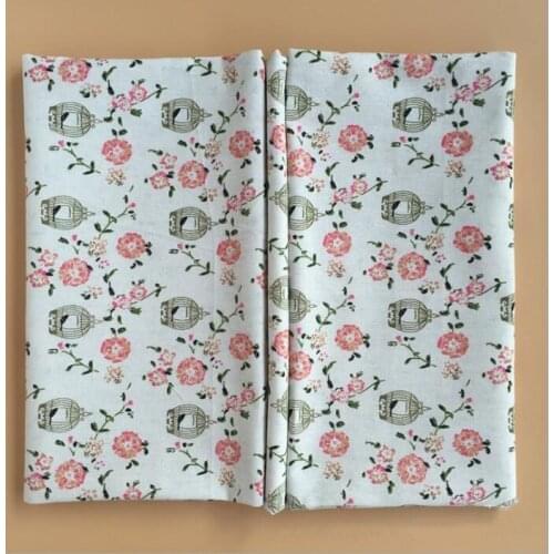 150cm X 50 cm Morning glory cage printing cotton linen textile fabric crafts gray cloth for curtains/luggage/cushions