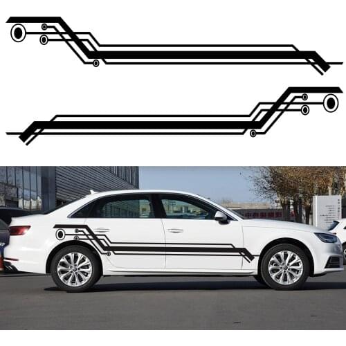 2PCS Fashion sports racing stripe car stickers decoration side door rear wheel waist line fun vinyl stickers car accessories