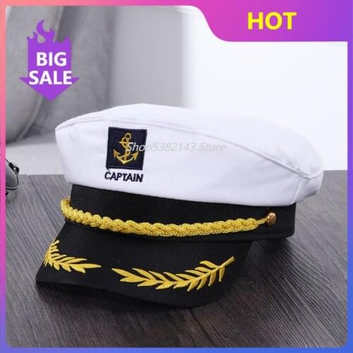 2020 Adult Yacht Military Hats Boat Skipper Ship Sailor Captain Costume Hat Adjustable Cap Navy Marine Admiral for Men Women