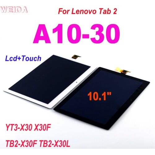 AAA+ For Lenovo Tab 2 A10-30 YT3-X30 X30F TB2-X30F TB2-X30L LCD Display Touch Screen Digitizer Assembly for Lenovo A10-30 LCD